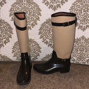 Brown and tan unique Hunter Boots